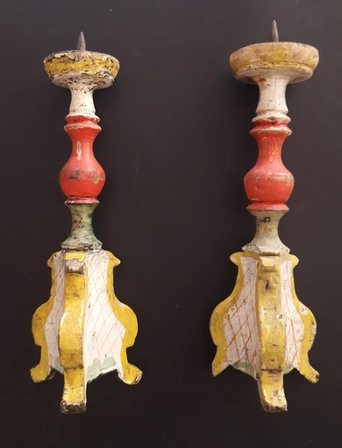 Paire D'anciens Chandeliers Style Empire En Bois - Fin Du XVIIIe Siècle (vers 1700)