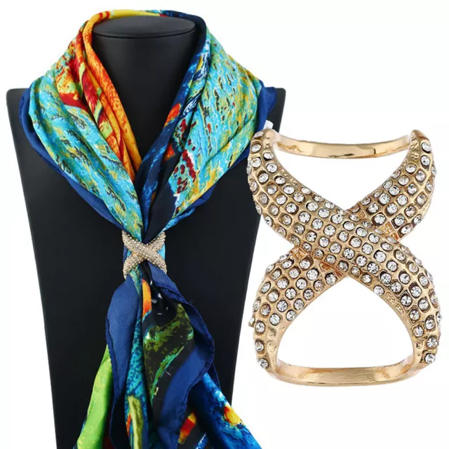 Women Shawl Ring Clip Scarves Fastener Crystal Silk Scarf Buckle Brooch Wedding\