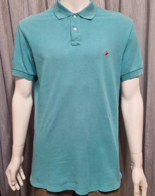 Marcs Mens Top Size Large Blue Green AQUA Polo Shirt Short-Sleeve