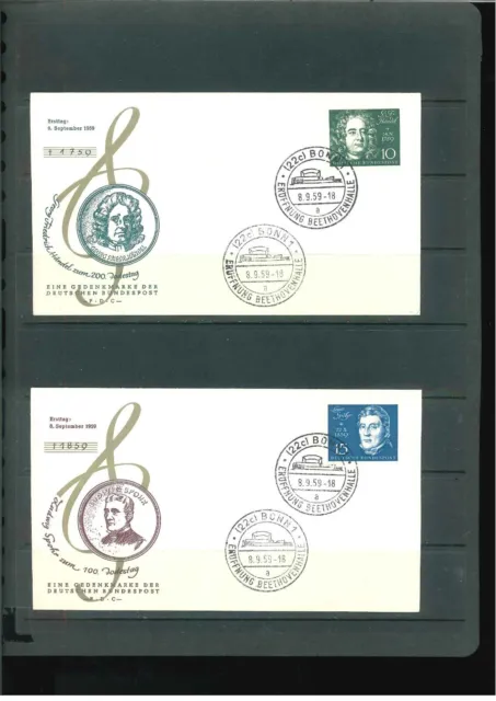 BRD Mi-Nr. 315-319 aus Beethoven Block 2 - auf 5 Ersttagsbriefen (FDC) 2