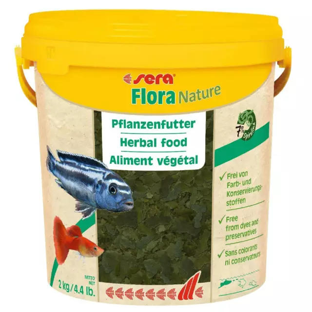 10 litres/2 kg seau nourriture pour poissons sera Flora Nature nourriture végétale en flocons