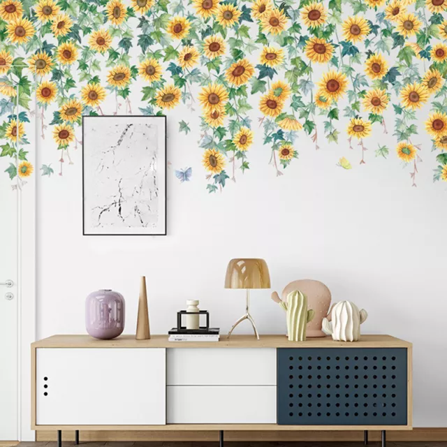 Sunflower Vine Wall Stickers for Bedroom Living Room Decor Sofa PVC Stic-lk