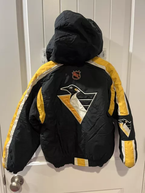 Vintage 1990's Pittsburgh Penguins Starter Puffer Hooded Coat Jacket Youth Sz L