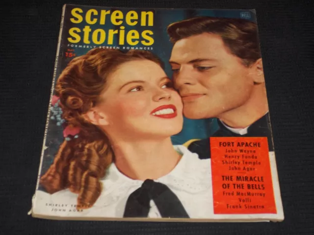 1948 May Screen Stories Magazine - Shirley Temple & John Agar Cover - L 13087