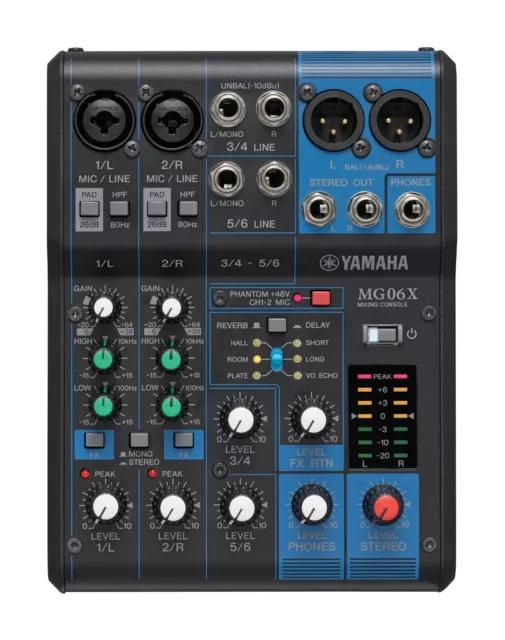Yamaha MG Series 6 Canal Console de Mixage MG06X Analog Mixer USB 20.1x15x6.1cm