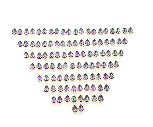 Wholesale 50Pr 925 Solid Sterling Silver Cut Mystic Topaz Stud Earring Lot Y963