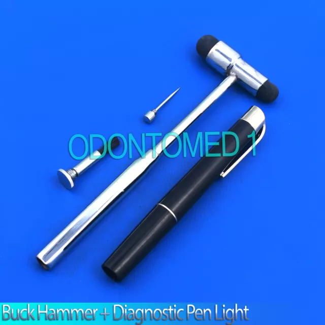 Neurological Percussion Reflex Buck Hammer + Diagnostic Pen light Penlight