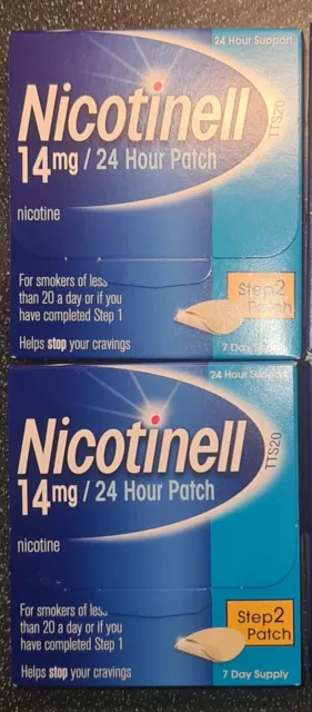 2 Boxes Nicotine Patches NiQuitin Step 2.  14 Patches 14mg 24 Hour Patches