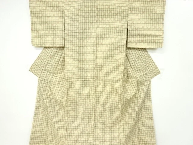 6332362: Japanese Kimono / Antique Kimono / Tsumugi / Woven Grid