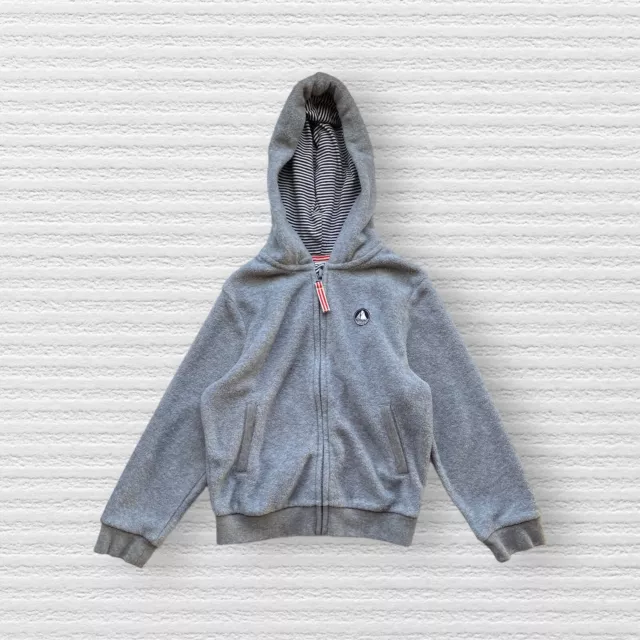 Petit Bateau Boys Girls Fleece Hoodie Jacket Gray Full Zip Unisex Kids Size 6