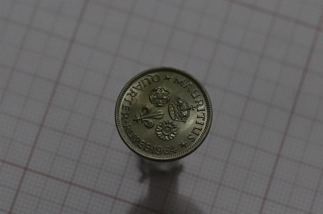 🧭 🇲🇺 Mauritius 1/4 Rupee 1964 High Grade B63 #6450