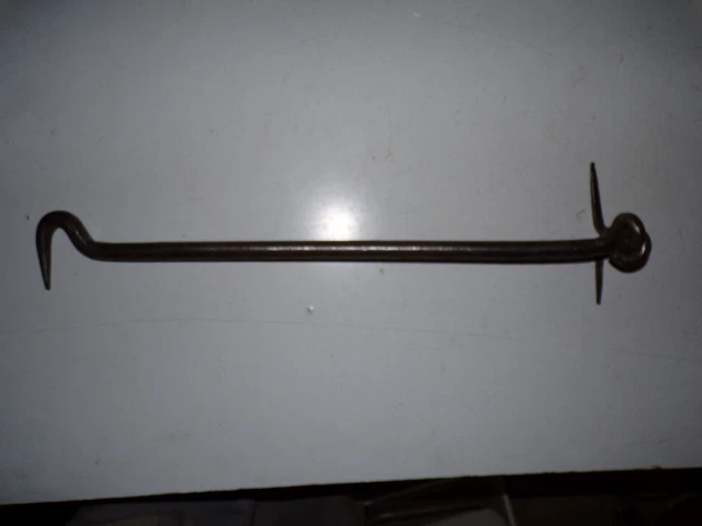 Ancien Crochet En Fer Forgé 46 Cm – Pour Porte, Volet, Grille – Ferrure Ancienne