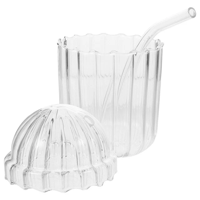 MOOCO MORNING i Tazza di vetro iridescente con coperchio paglia per caffè acqua vino birra succo latte tè tazze di vetro semplice ghiaccio bere tazza regalo