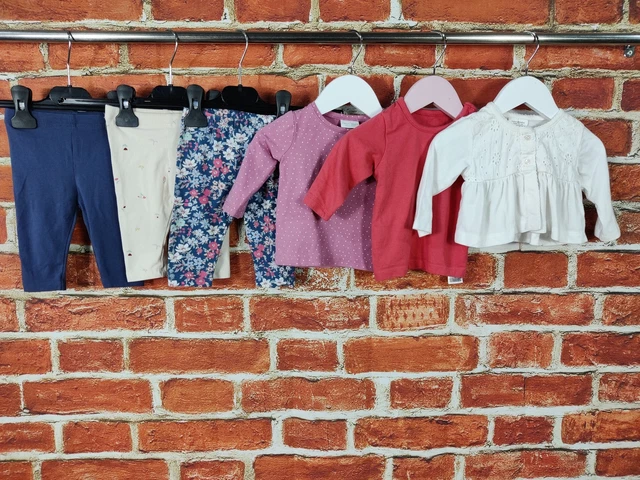 BUNDLE BAMBINA ETÀ 0-3 MESI NEXT M&S ecc LEGGINGS TOP T-SHIRT FLOREALE 62CM