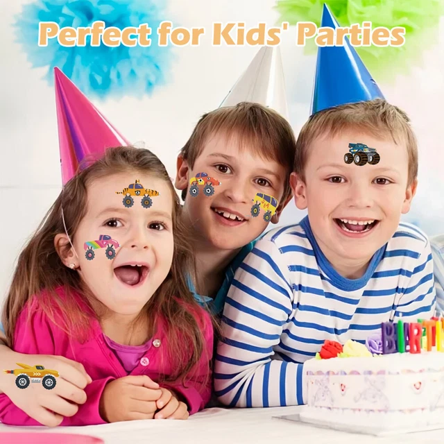 10sheets Monster Truck Neck Face Festival Cute For Kids Party Temporary Tattoo