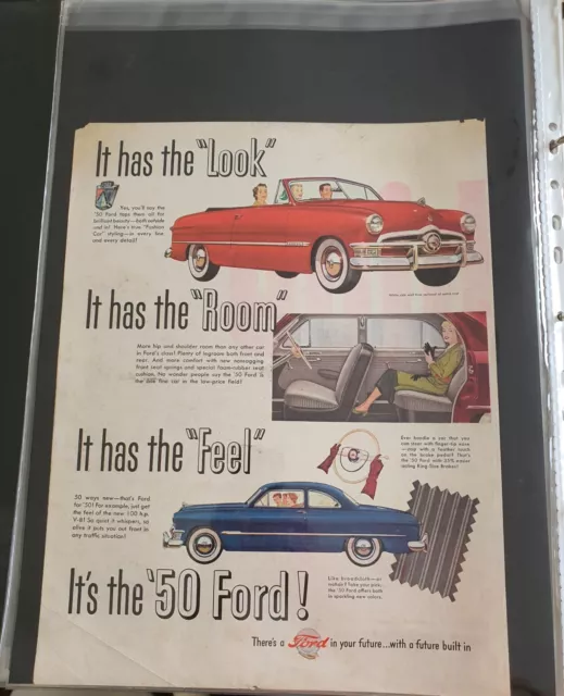 1950s It Has The Look Ford Cars Advertising Magazine Automotive 36cmsx25cms