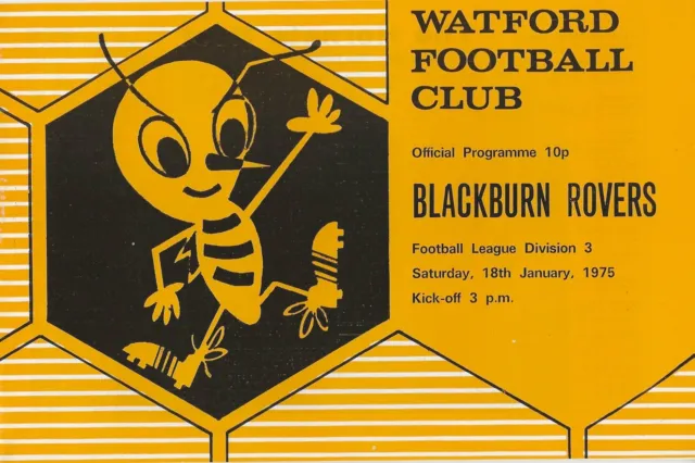 1974/75 Watford v Blackburn Rovers Division 3 Programme - Excellent Condition