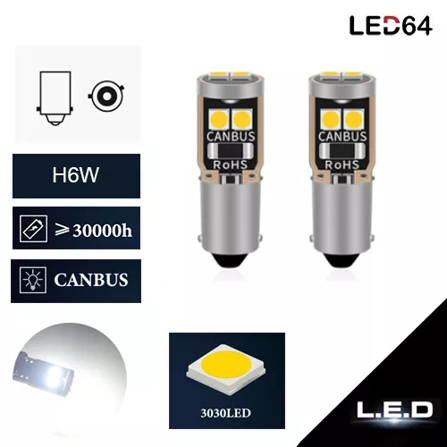 Ampoules H6W LED type BAX9S anti-erreur ODB - Blanc