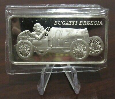1922 Bugatti Brescia Franklin Mint .925 Sterling Silver Bar - 29.1 Grams 1980