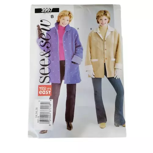 Butterick 3997 Sewing Pattern Misses / Petite Sz 14-18 Jacket Uncut Easy See Sew