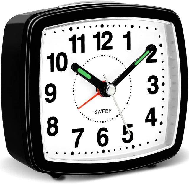 HOPSEM Alarm Clocks Bedside Battery Powered Silent Clocks for Bedrooms Non Small