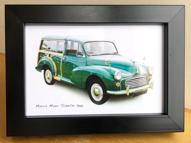 Morris Minor Traveller 1966 (Green) - 4x6in Photograph in Black or White Frame