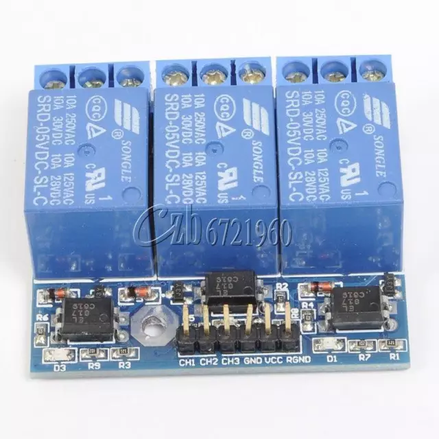 3-Channel Relay With Optocoupler Isolation Module 5mA 3.3V 5V Compatible Signal 2