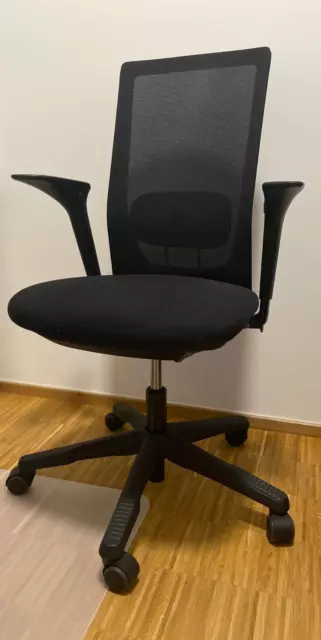 Bürostuhl ergonomisch mit Kopfstütze - Stoff - Schwarz - WALLSREET
