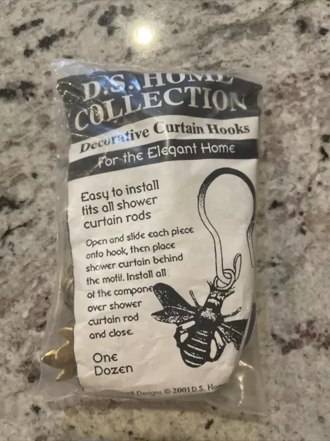 D.S. Home Collection Decorative Shower Curtain Hooks 12 Pack Elegant Home VTG