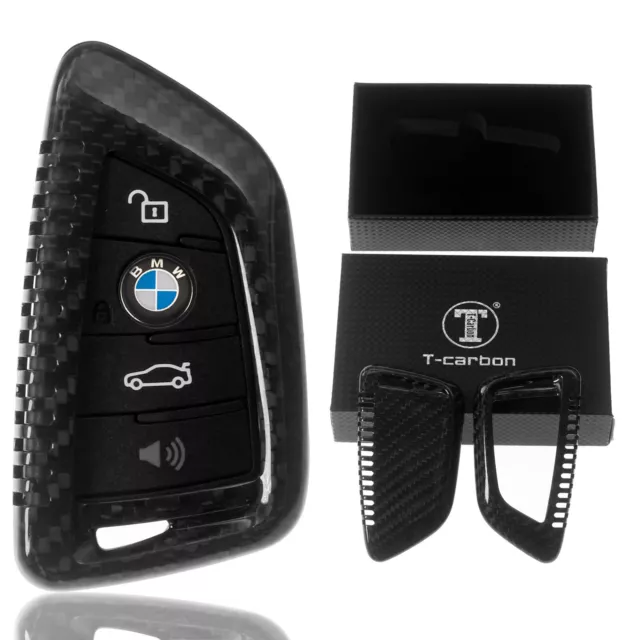 Auto Schlüssel Hülle ECHT Carbon SCHWARZ für BMW X5 F15 X6 F16 2er F45 F46 F48