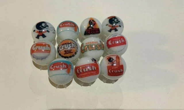 Orange Crush glass marble collection lot 5/8" size with stands