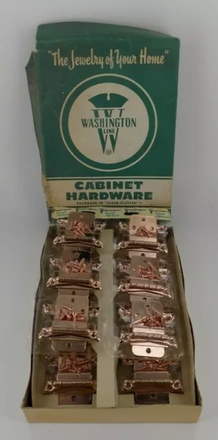 12 ANTIQUE New Old Stock Washington Line Cabinet Hardware Hinges Polished Copper
