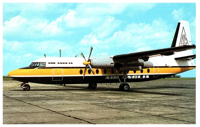 Air Anglia F 27 Fokker Friendship Airplane Postcard