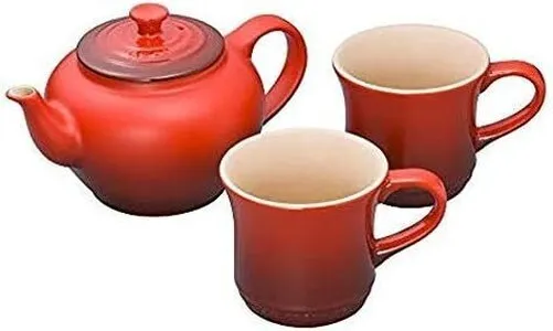 Le Creuset teapot mug set teapot & mug SS cherry red 3 piece set