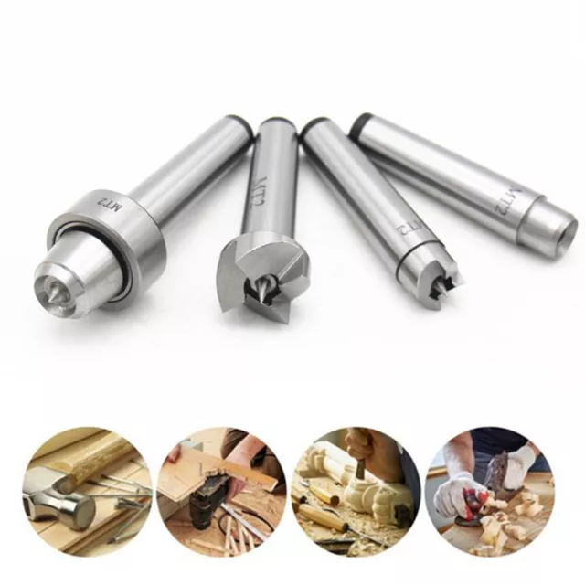 4pcs MT2 Wood Lathe Live Center Set Drive Spur Cup MT2 Arbor with Wooden Case