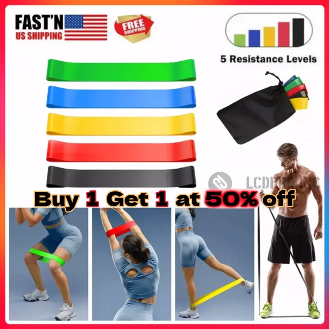 5-Pack Resistance Loop Bands For Women - Exercise, Stretching, Glute Workouts With Carry Bag