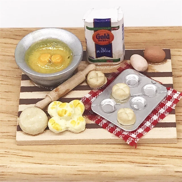 1:12 Mini Dollhouse Food Chopping Board Snack Making Bread Table Miniature ITEM