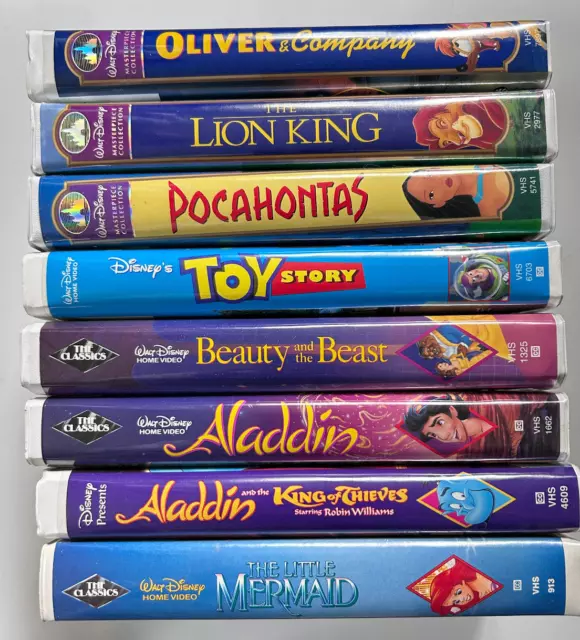 Lot of 8 90's Disney VHS Tapes - Lion King, Aladdin, Beauty & the Beast, etc.