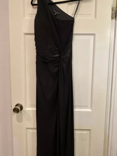 Laundry by Shelli Segal dress - Black Evening Gown Size 4 - One Shoulder, Slit