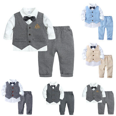 Baby Kinder Jungen Outfit Set Blazer Weste Hemd Hose Smoking Anzug Hochzeit 122