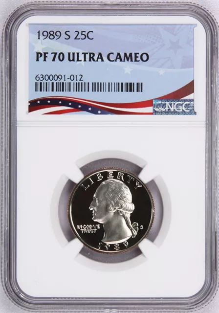 1989-S Washington Proof Quarter, Graded PF70UC by NGC - Registry Quality ~1B