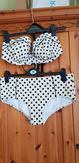 Bikini - Cream & Black Polka Top Bikini - Size 14 & 36Dd. Bikini - Cream & Black Polka Top Bikini - Size 14 & 36Dd.