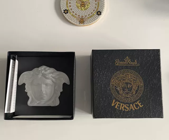 Versace by Rosenthal  Medusa Frosted Lumiere Crystal Paperweight/Ornament