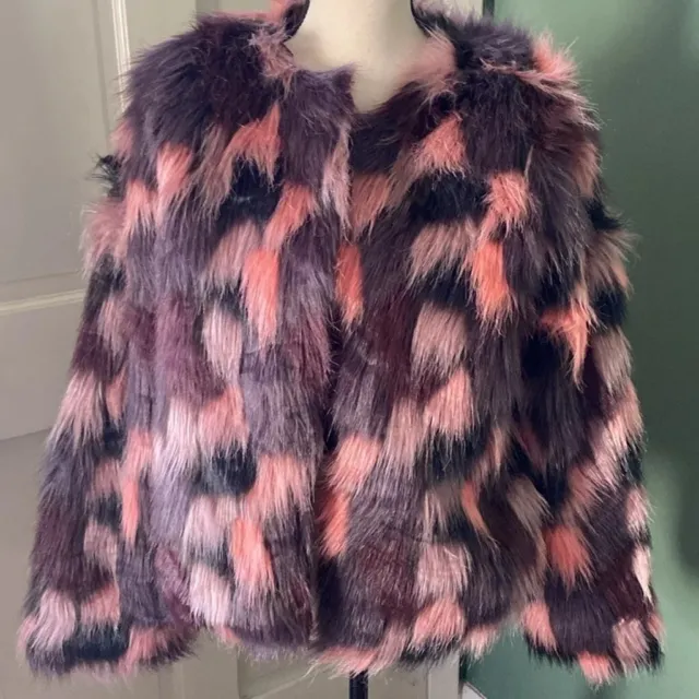 Willow & Clay Berry faux fur Jacket Medium NWT