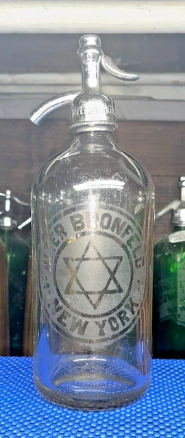 Alter Bronfeld Antique Vintage Seltzer Bottle From New York Star Of David