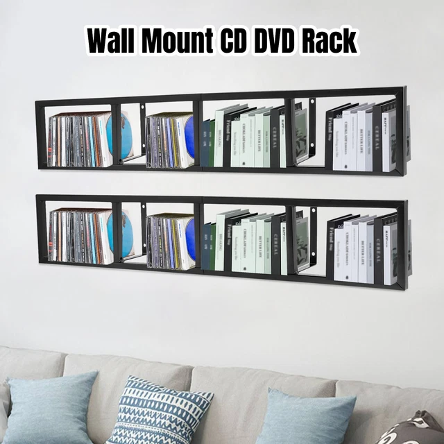 2X FLOATING SHELF Wall Mount CD DVD Rack Media Storage Organizer