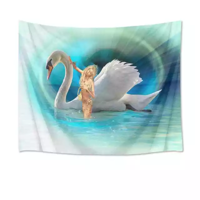 Shining White Swans-angels 3D Wall Hang Cloth Tapestry Fabric Decorations Decor 3