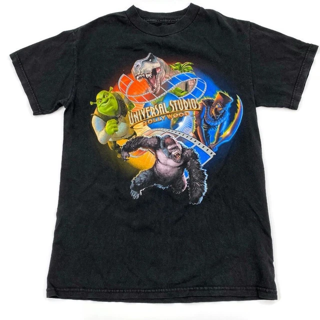 2000S UNIVERSAL STUDIOS Hollywood Shrek Jurassic Park Kong Black Shirt