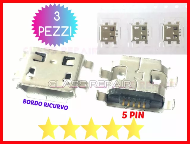 3 CONNETTORE RICARICA Micro USB 5 PIN 0.8 mm Tipo B 4 FISSAGGI TABLET SMARTPHONE