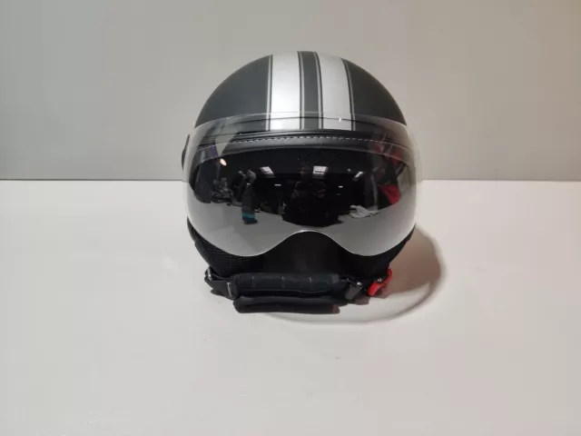 Motorradhelm 	Protectwear Jethelm, Matt-Schwarz mit Silberstreifen gr S